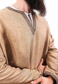 img 2 attached to Norse Tradesman Long-Sleeve Medieval Tunic - 350 GSM Linen Fabric - Premium Quality Viking Reenactment Attire