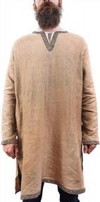 img 4 attached to Norse Tradesman Long-Sleeve Medieval Tunic - 350 GSM Linen Fabric - Premium Quality Viking Reenactment Attire