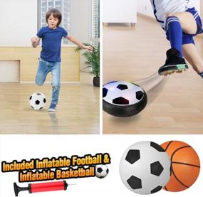 img 2 attached to Indoor Hover Soccer Set - Perfect Gift For Kids Ages 2-8 | Includes Football, Basketball & Pump!