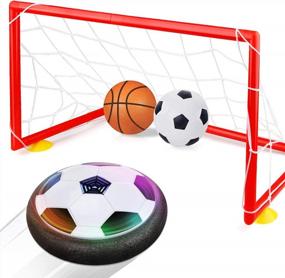 img 4 attached to Indoor Hover Soccer Set - Perfect Gift For Kids Ages 2-8 | Includes Football, Basketball & Pump!