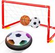 indoor hover soccer set - perfect gift for kids ages 2-8 | includes football, basketball & pump! logo