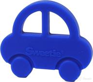 sweetie teether: fun and soothing silicone teething car toy for babies in blue logo