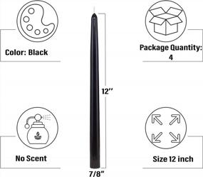 img 2 attached to Dripless, Unscented Tapered Candlesticks: CandleNScent'S Sleek Black 12 Inch Tapers - 4 Pack