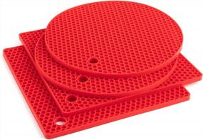 img 4 attached to Versatile Joyhalo Red Silicone Trivet Mats: Pot Holder, Hot Pad, Plate Holder, Garlic Peeler, Coaster, And Drying Mat In One!