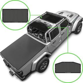 img 4 attached to 🚙 Alien Sunshade Jeep Gladiator Sun Shade (2018-Current)- Front & Rear Mesh Sunshade for Jeep Gladiator 4 Door, Reduces Wind & Noise – Universal Fit for Jeep Gladiator Accessories - (Black) - Ultimate Sun Protection and Noise Reduction for Your Jeep Gladiator