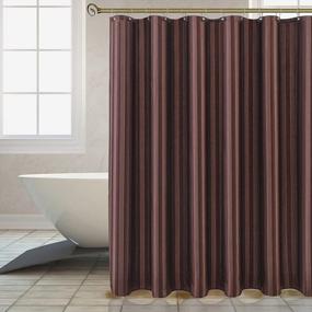 img 3 attached to Biscaynebay Brown Fabric Shower Curtain: Water Repellent, Rust Resistant, And Machine Washable With Damask Stripes And Weighted Bottom - 72X72 Inches
