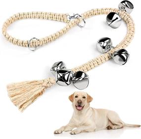 img 4 attached to 🐶 Peclot Dog Door Bells: Adjustable Potty Training Doorbells for Puppies - Durable Cotton Rope Woven Doorbells for Sliding Doors (Silver, Pack of 1)