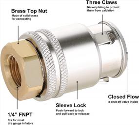 img 1 attached to Heavy Duty Lock On Air Chuck With 1/4" FNPT & 12V1 Stem Quick Connector For Large Bore Valve Tire Inflators - Hromee