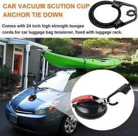 img 1 attached to 🔩 2-Pack Heavy Duty Vacuum Suction Cup Anchors with 4pcs Tarp Clips & 2pcs Bungee Cords Dual Hooks for Car Awning Boat Camping Trap Bathroom Pet