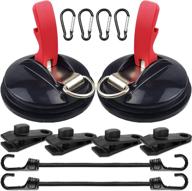 🔩 2-pack heavy duty vacuum suction cup anchors with 4pcs tarp clips & 2pcs bungee cords dual hooks for car awning boat camping trap bathroom pet logo