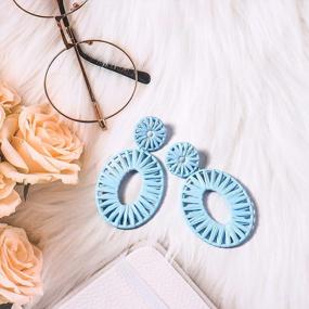 img 2 attached to Handmade Bohemian Raffia Drop Earrings For Women - Statement Boho Dangle Earrings And Fashion Jewelry Gift For Girls