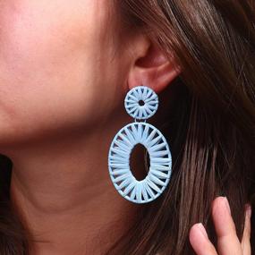 img 3 attached to Handmade Bohemian Raffia Drop Earrings For Women - Statement Boho Dangle Earrings And Fashion Jewelry Gift For Girls