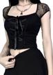 summer gothic halter crop tops for women: short sleeve fashion t-shirts in black logo