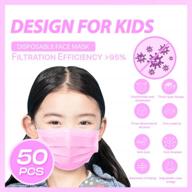 magshion kids disposable face masks (age 4-13), 50-pack 3-ply filter for air pollution protection - pink, non-medical logo