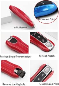 img 1 attached to Jaronx Glossy Red Key Fob Cover for Cayenne Panamera 2018-2021/911 Carrera 2020 2021/Taycan 2020 2021 - Keyless Entry Protectors