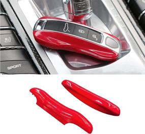 img 4 attached to Jaronx Glossy Red Key Fob Cover for Cayenne Panamera 2018-2021/911 Carrera 2020 2021/Taycan 2020 2021 - Keyless Entry Protectors