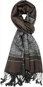 img 3 attached to Стильная женская двухцветная жаккардовая шаль из пашмины с люрексом и пейсли Achillea для шикарного и модного образа