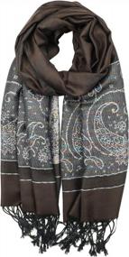 img 4 attached to Stylish Achillea Women'S Two Toned Paisley Lurex Jacquard Pashmina Shawl For Chic & Trendy Look