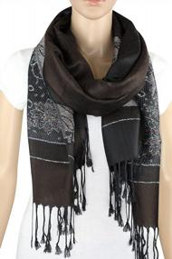 img 1 attached to Stylish Achillea Women'S Two Toned Paisley Lurex Jacquard Pashmina Shawl For Chic & Trendy Look