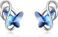 серьги infinity butterfly из стерлингового серебра с австрийскими кристаллами - гипоаллергенные заклепки для женщин, подарки на юбилей и день рождения логотип