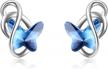 sterling silver infinity butterfly earrings with austrian crystals - hypoallergenic studs for women's anniversary & birthday gifts logo