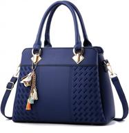 charmore women's pu leather tote top handle handbag - stylish shoulder bag logo