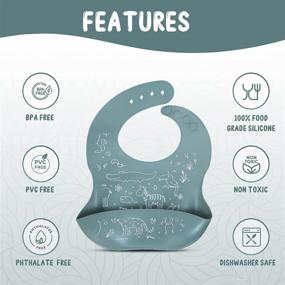 img 1 attached to 🍼 EGGIE Silicone Baby Bibs – Adjustable Infant Bibs with Food Catcher for Mess-Free Eating and Feeding – Neutral Design for Boys and Girls 6-18 Months – Waterproof and Non-Toxic Material (4 Pack)