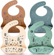 🍼 eggie silicone baby bibs – adjustable infant bibs with food catcher for mess-free eating and feeding – neutral design for boys and girls 6-18 months – waterproof and non-toxic material (4 pack) logo