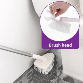 img 2 attached to 🛀 3-in-1 Tub Scrubber with Long Handle: Ultimate Bath and Tile Cleaning Solution with Interchangeable Scrub Brush Attachment and Window Squeegee