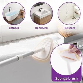 img 3 attached to 🛀 3-in-1 Tub Scrubber with Long Handle: Ultimate Bath and Tile Cleaning Solution with Interchangeable Scrub Brush Attachment and Window Squeegee