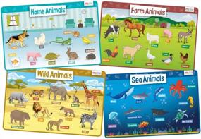 img 4 attached to Make Mealtime Fun And Educational With Merka Reusable Animal Placemats For Kids!