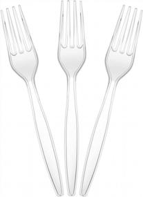 img 4 attached to Clear Plastic Forks, Heavy Duty Disposable Forks For Party Supply, Pack Of 80