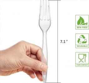 img 3 attached to Clear Plastic Forks, Heavy Duty Disposable Forks For Party Supply, Pack Of 80