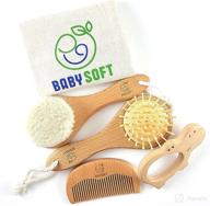 👶 babysoft baby hair brush & comb set for newborns & toddlers - promoting scalp health, circulation & growth - prevents cradle cap - perfect baby shower gift! (5 piece set) логотип