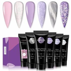 img 4 attached to Vrenmol Purple Series Poly Nail Gel Set - 6 Colors Cat Eye Builder Nail Kit For Nail Enhancement, Nail Art, And French Manicure By Nail Professionals