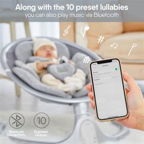 img 1 attached to BabyBond Bluetooth Infant Swing - Portable Baby Swing for Indoor and Outdoor Use with Music Speaker, Preset Lullabies, 5 Point Harness Belt, 5 Speeds, Remote Control