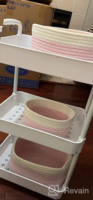 img 1 attached to OrganiHaus 3-Pack White Cotton Rope Baskets: Perfect For Diaper Bin, Bathroom, Closet & Shelves Storage review by James Cash