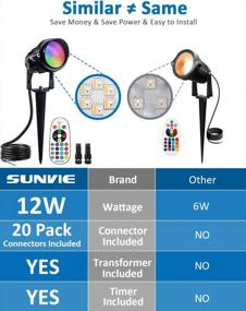 img 3 attached to SUNVIE RGBW Low Voltage Landscape Lighting Kit With Transformer And Timer 12W 12-24V Outdoor LED Color Changing Landscape Lights With Connector For Garden Pathway Wall Tree ETL Listed Cord, 10 Pack