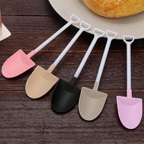 img 1 attached to 🍦 100-Piece Set of Disposable Potted Ice Cream Scoop Shovels in Black and White - Small Potted Flower Pot Spoons