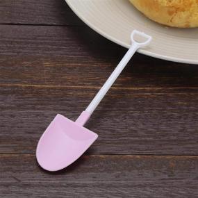 img 2 attached to 🍦 100-Piece Set of Disposable Potted Ice Cream Scoop Shovels in Black and White - Small Potted Flower Pot Spoons