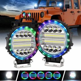 img 4 attached to Revamp Your Ride With NAOEVO 4.5Inch Round RGB LED Light Bar - Color Changing Off Road Lights With 140W And 14000LM For ATV UTV SUV Truck Boat