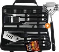 26pcs bbq grill accessories set in case bundle with safe brush and scraper - stainless steel barbecue tools for all grills - father's day gifts for men dad logo