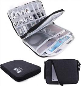 img 4 attached to Large Waterproof Cable Organizer Bag For Travel, Universal Electronics Accessory Holder, Portable Gear Carry Case For Cables - Black