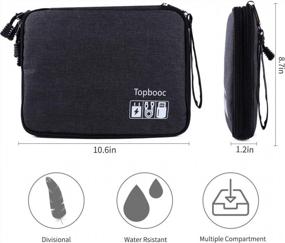 img 1 attached to Large Waterproof Cable Organizer Bag For Travel, Universal Electronics Accessory Holder, Portable Gear Carry Case For Cables - Black