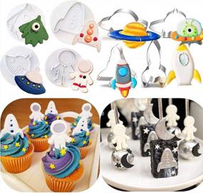 img 4 attached to Create Amazing Outer Space Themed Treats With JeVenis Set Of 12 Space Cake Molds And Cookie Cutters For Space Birthday And Baby Shower Decorations