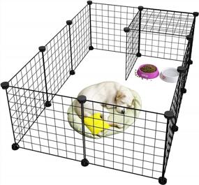 img 4 attached to Portable DIY Metal Wire Pet Playpen, Ideal For Guinea Pigs And Puppies - LANGRIA Small Animal Cage And Fence, Black