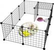 portable diy metal wire pet playpen, ideal for guinea pigs and puppies - langria small animal cage and fence, black logo