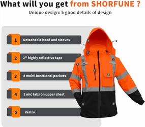 img 3 attached to Waterproof Reflective High Visibility Safety Jackets For Men And Women With Removable Hood And Sleeves By SHORFUNE