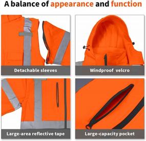 img 2 attached to Waterproof Reflective High Visibility Safety Jackets For Men And Women With Removable Hood And Sleeves By SHORFUNE