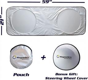 img 2 attached to Protect Your Jeep From Heat With Magnelex Windshield Sun Shade & Bonus Steering Wheel Sun Shade - 240T Reflective Fabric For Effective Sunlight Blockage And Foldable Design For Easy Storage